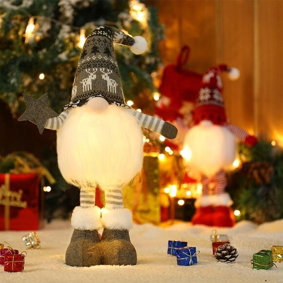 NEW 2Pcs 24.8 Inch Large Size Lighted Standing Christmas Gnomes Decorations - Picture 2 of 9